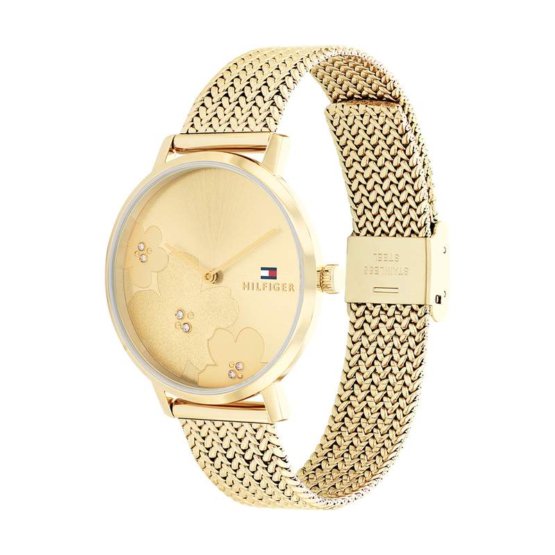 Montre TOMMY HILFIGER Tea le femme bracelet acier doré jaune - vue D1