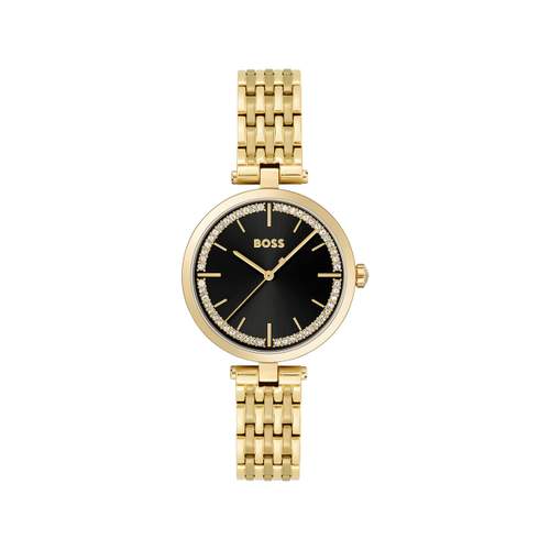 Montre BOSS Business femme bracelet acier doré jaune