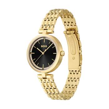 BOSS Business dameshorloge met gouden roestvrijstalen armband