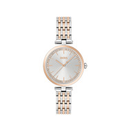 Montre BOSS business femme bracelet acier bicolore rose