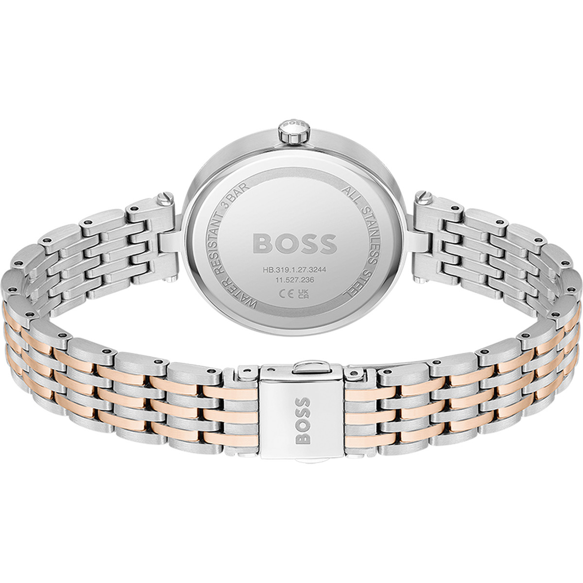 Montre BOSS business femme bracelet acier bicolore rose - vue 3