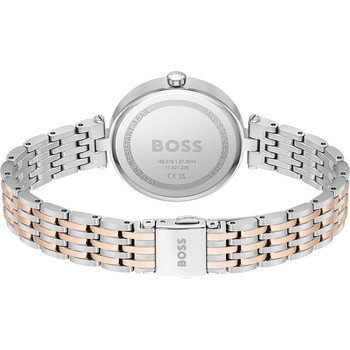 BOSS business dameshorloge met roze tweekleurige stalen armband