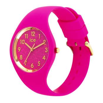 ICE WATCH Ice Glitter dameshorloge roze kunststof roze siliconen band