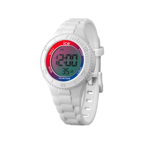 ICE WATCH Ice Digit digitaal kinderhorloge, witte siliconen band