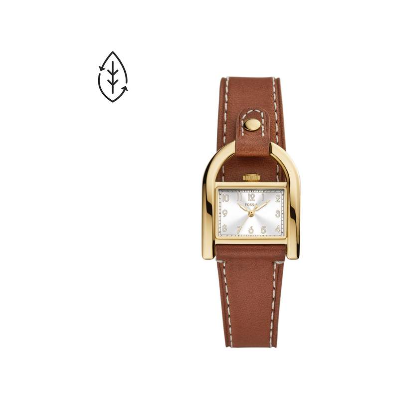 Montre FOSSIL Harwell femme acier doré bracelet cuir marron - vue 1