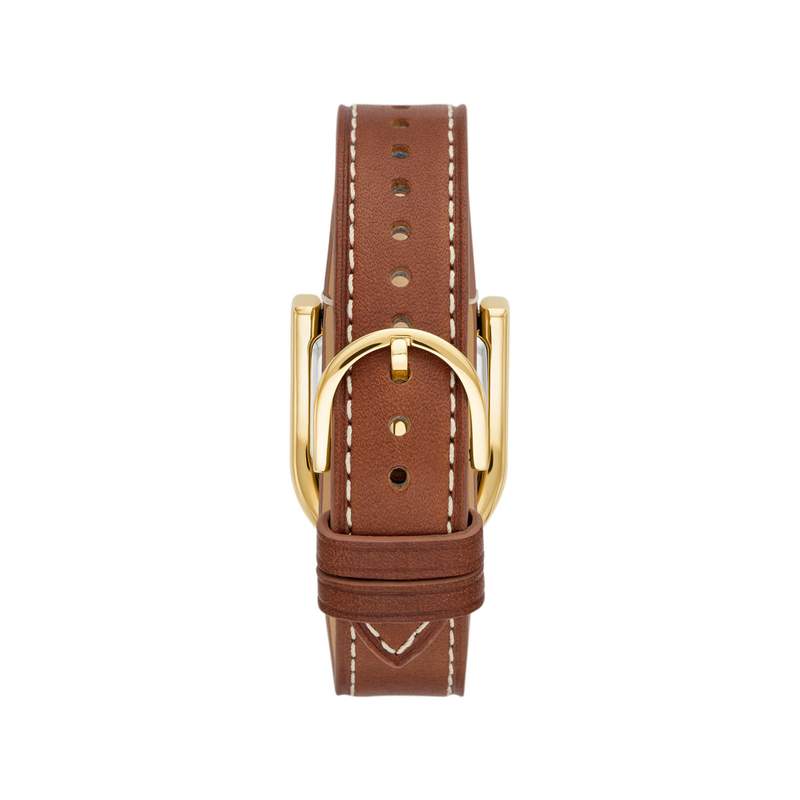 Montre FOSSIL Harwell femme acier doré bracelet cuir marron - vue 3