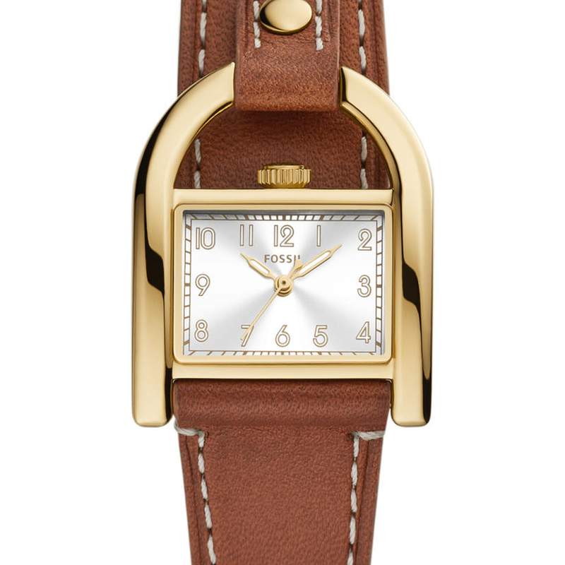 Montre FOSSIL Harwell femme acier doré bracelet cuir marron - vue D1