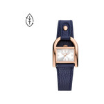 Montre FOSSIL Harwell femme acier doré rose bracelet cuir bleu - vue 1