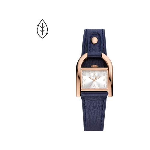 Montre FOSSIL Harwell femme acier doré rose bracelet cuir bleu