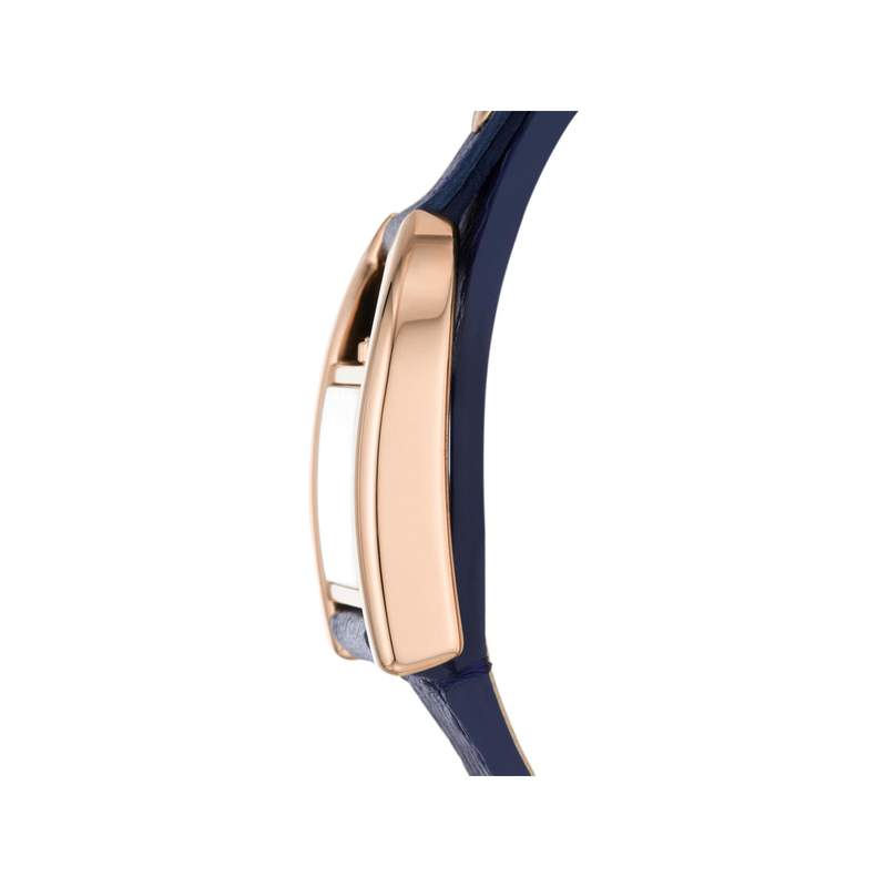 Montre FOSSIL Harwell femme acier doré rose bracelet cuir bleu - vue 2