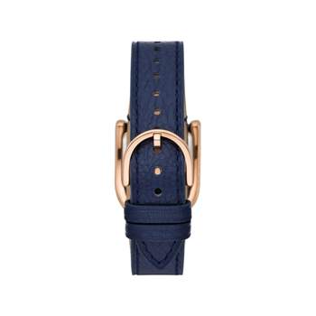 Montre FOSSIL Harwell femme acier doré rose bracelet cuir bleu