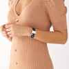 Montre FOSSIL Harwell femme acier doré rose bracelet cuir bleu - vue Vporté 1