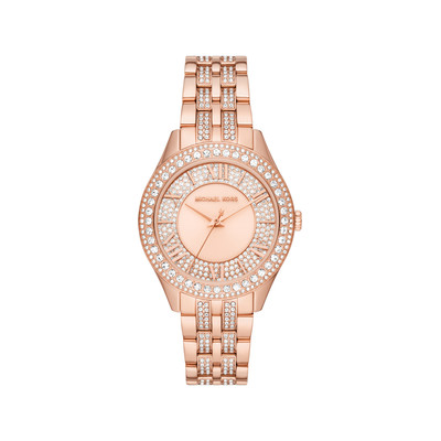 Montre MICHAEL KORS Harlowe femme bracelet acier  doré rose