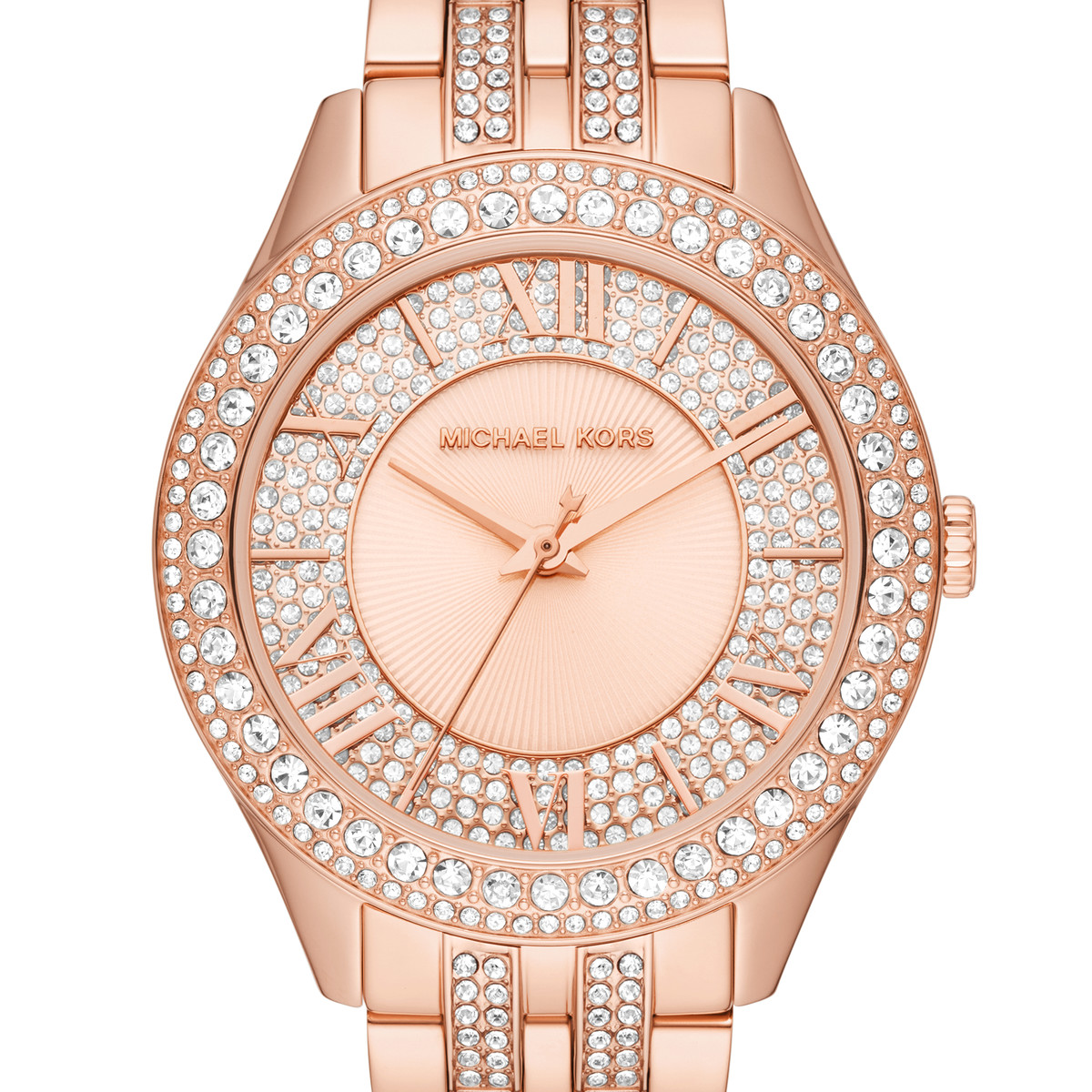 Montre MICHAEL KORS Harlowe femme bracelet acier  doré rose - vue D1