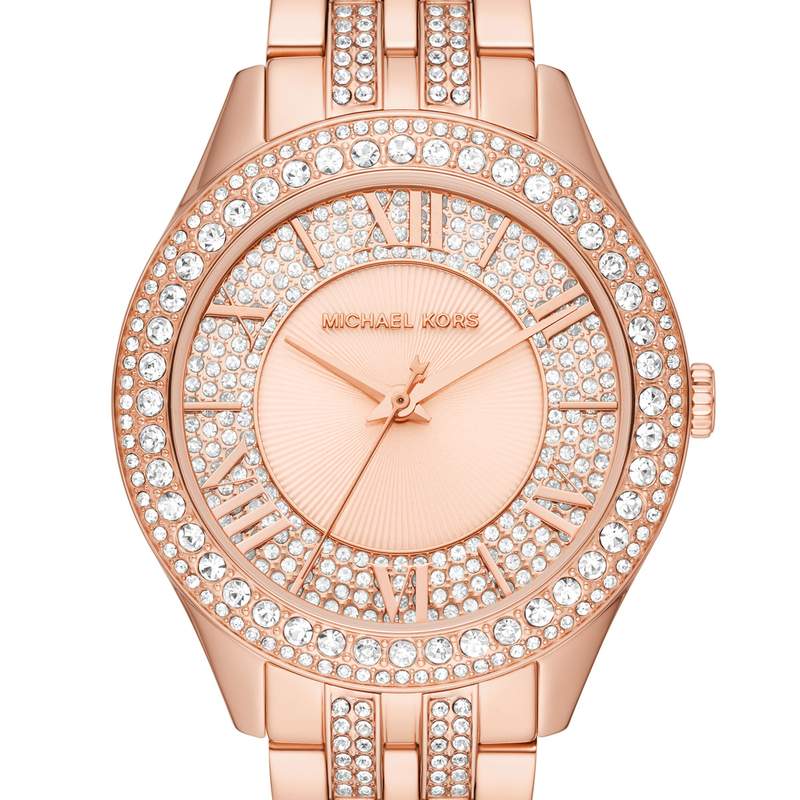 Montre MICHAEL KORS Harlowe femme bracelet acier  doré rose - vue D1