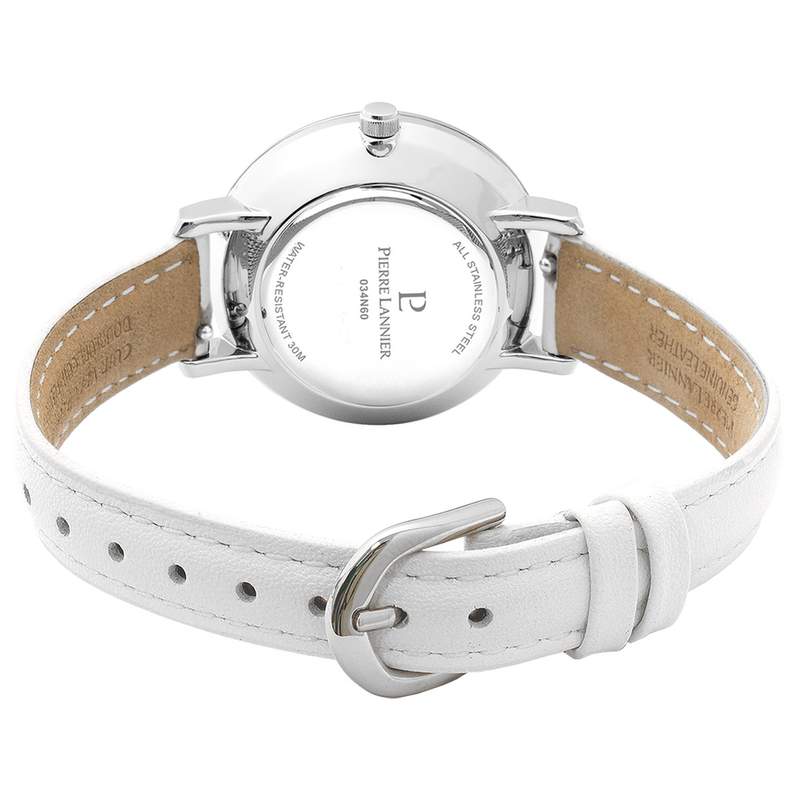 Montre PIERRE LANNIER Chouquette femme bracelet cuir blanc - vue 3