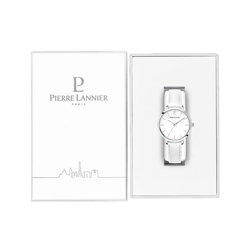 Montre PIERRE LANNIER Chouquette femme bracelet cuir blanc - vue D1