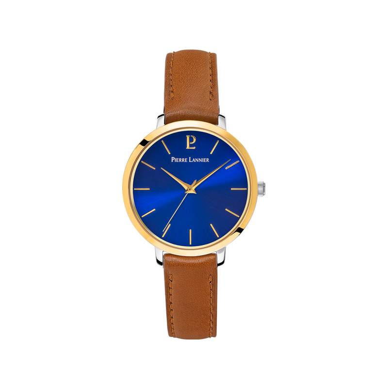 Montre PIERRE LANNIER Chouquette acier femme bracelet cuir brun - vue 1