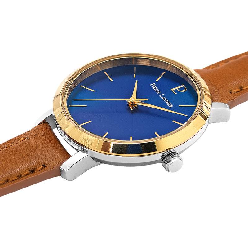 Montre PIERRE LANNIER Chouquette acier femme bracelet cuir brun - vue 2