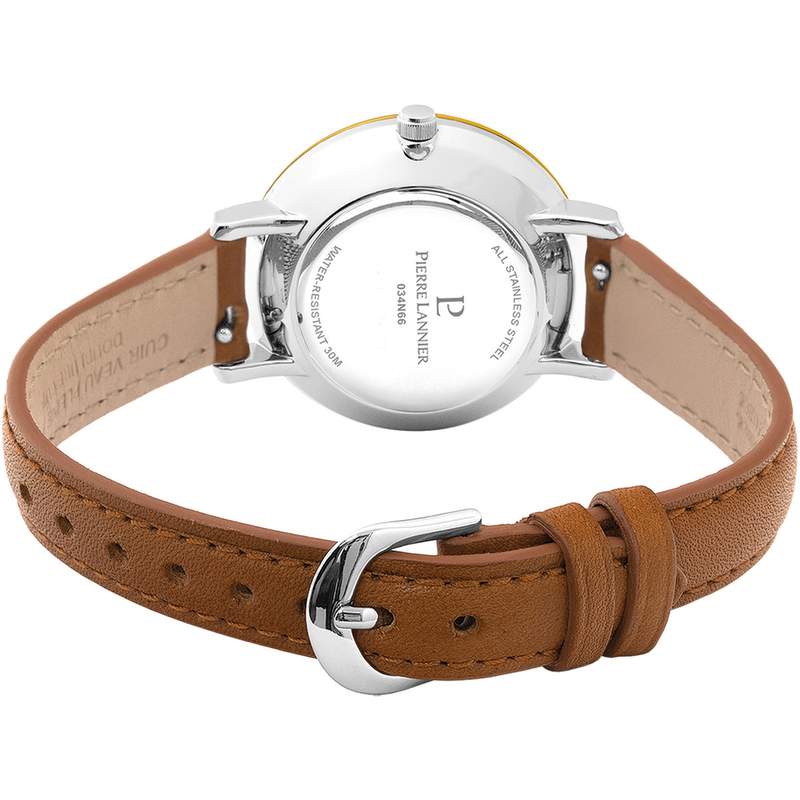 Montre PIERRE LANNIER Chouquette acier femme bracelet cuir brun - vue 3
