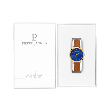 Montre PIERRE LANNIER Chouquette acier femme bracelet cuir brun
