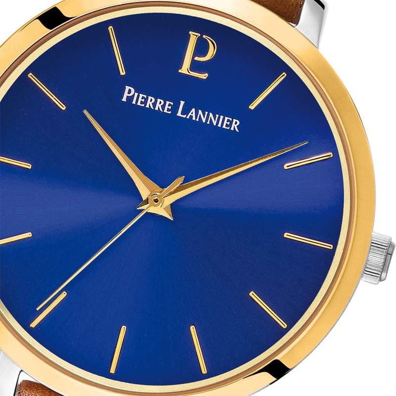 Montre PIERRE LANNIER Chouquette acier femme bracelet cuir brun - vue D2