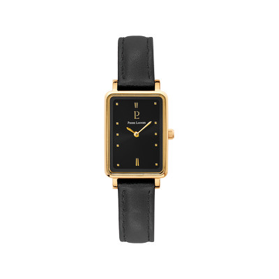 Montre PIERRE LANNIER Ariane acier doré femme bracelet cuir noir - vue 1