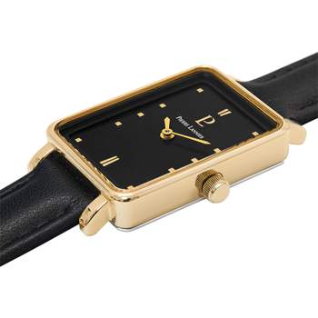 Montre PIERRE LANNIER Ariane acier doré femme bracelet cuir noir