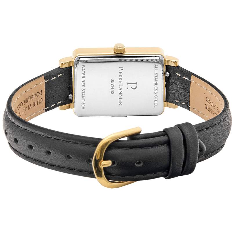 Montre PIERRE LANNIER Ariane acier doré femme bracelet cuir noir - vue 3