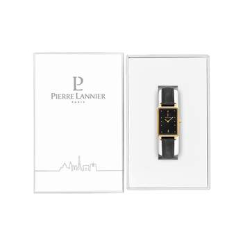 Montre PIERRE LANNIER Ariane acier doré femme bracelet cuir noir