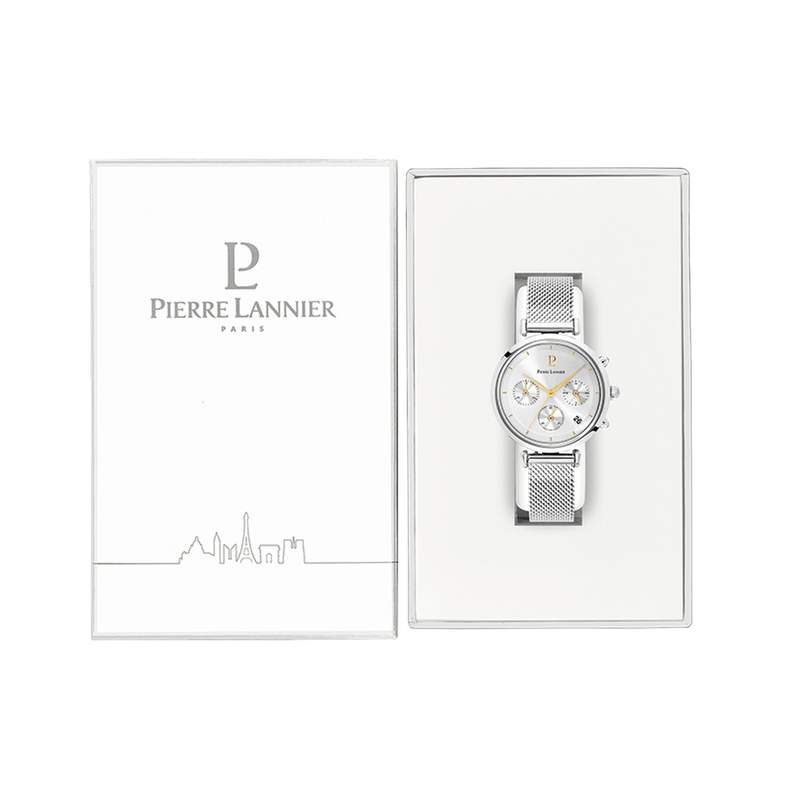 Montre PIERRE LANNIER Lutecia femme bracelet acier argent - vue D1