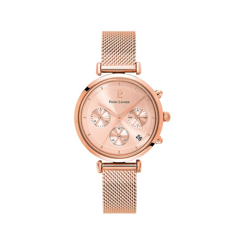 Montre PIERRE LANNIER Lutecia femme bracelet acier doré rose - vue 1