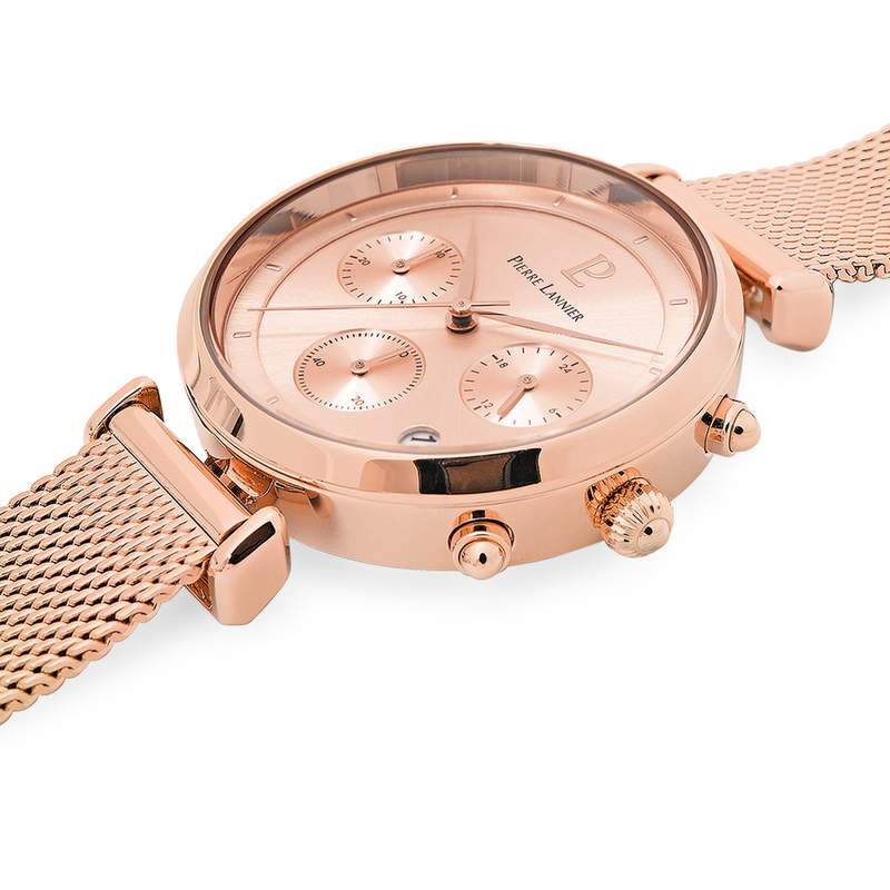 Montre PIERRE LANNIER Lutecia femme bracelet acier doré rose - vue 2