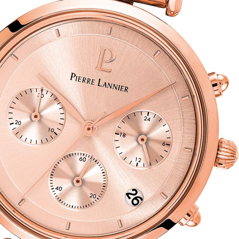 Montre PIERRE LANNIER Lutecia femme bracelet acier doré rose - vue D2