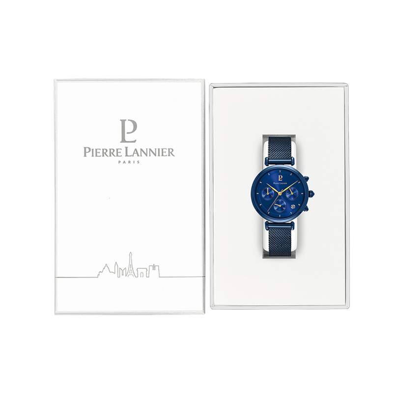Montre PIERRE LANNIER Lutecia femme bracelet acier bleu - vue D1