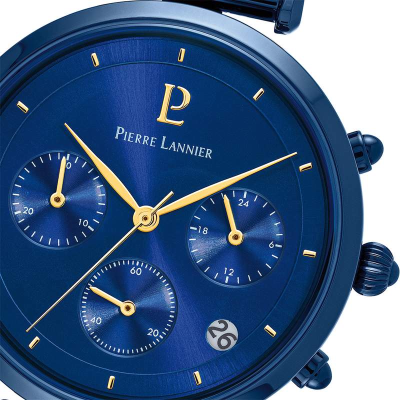 Montre PIERRE LANNIER Lutecia femme bracelet acier bleu - vue D2