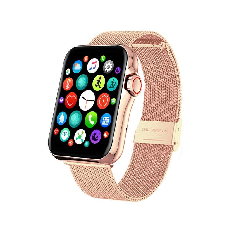 Montre SMARTY 2.0 new standing mixte connecté métal doré rose bracelet acier doré rose maille milanaise - vue 1