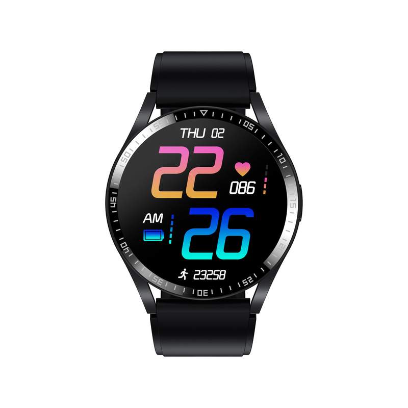 SMARTY 2.0 smartwatch voor mannen en vrouwen, metaal, zwart, siliconen band - afbeelding 1
