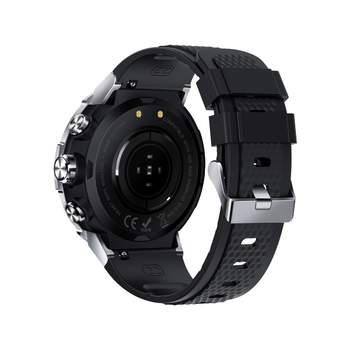 SMARTY 2.0-smartwatch voor mannen en vrouwen, met metalen kast en zwarte siliconenband