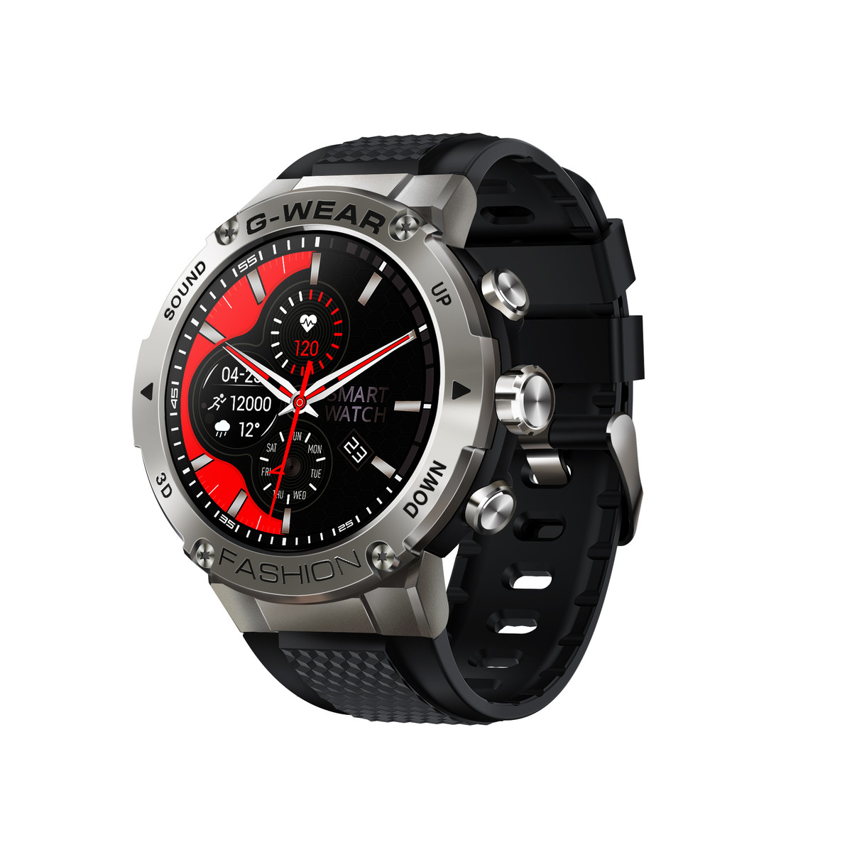 Montre SMARTY 2.0 bootcamp mixte connecté métal  bracelet silicone noir - vue D3