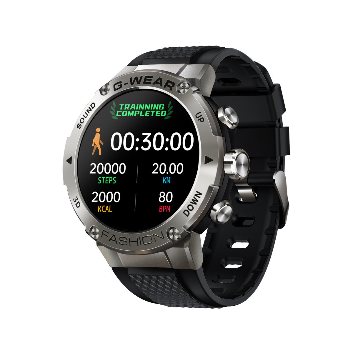Montre SMARTY 2.0 bootcamp mixte connecté métal  bracelet silicone noir - vue D5