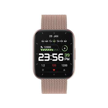 Trendy SMARTY 2.0 smartwatch voor mannen en vrouwen, met roségouden metalen kast en roségouden metalen Milanese-band