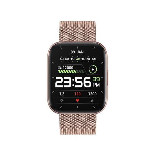 Montre SMARTY 2.0 trendy mixte connecté boîtier métal doré rose bracelet métal doré rose maille milanaise