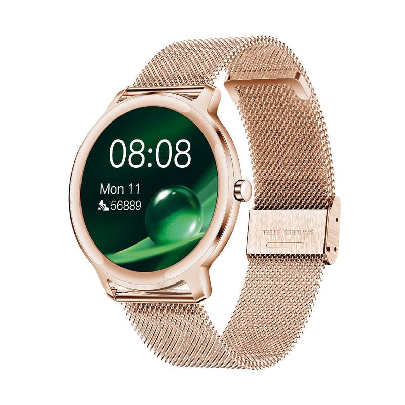 Montre SMARTY 2.0 elegance mixte connecté métal  bracelet acier doré rose maille milanaise - vue D1