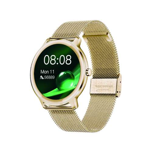 SMARTY 2.0 elegance mixed connected watch, gold-plated metal case, gold-plated steel bracelet