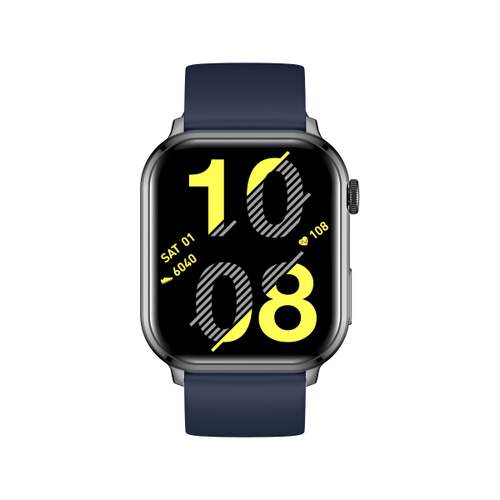 Montre SMARTY 2.0 training mixte connecté métal noir bracelet silicone bleu fonce