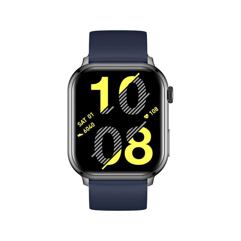 Montre SMARTY 2.0 training mixte connecté métal noir bracelet silicone bleu fonce - vue 1
