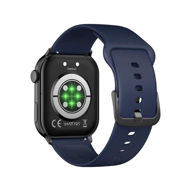 Montre SMARTY 2.0 training mixte connecté métal noir bracelet silicone bleu fonce - vue 3