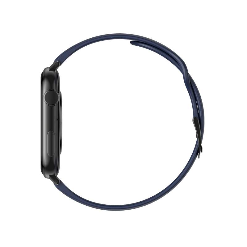 Montre SMARTY 2.0 training mixte connecté métal noir bracelet silicone bleu fonce - vue D3