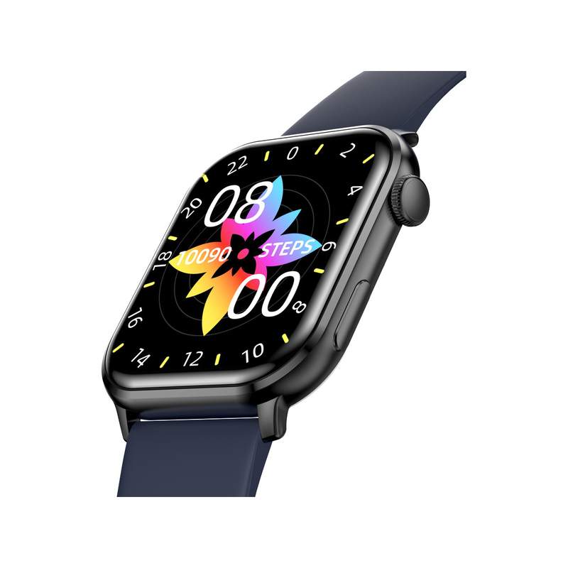 Montre SMARTY 2.0 training mixte connecté métal noir bracelet silicone bleu fonce - vue D4